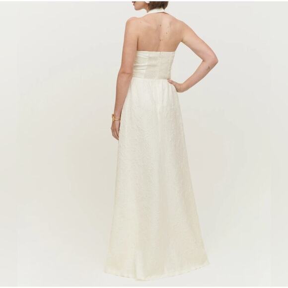 REFORMATION Edessa Halter Dress In Ivory Women's Size 6 NWT - Picture 2 of 16